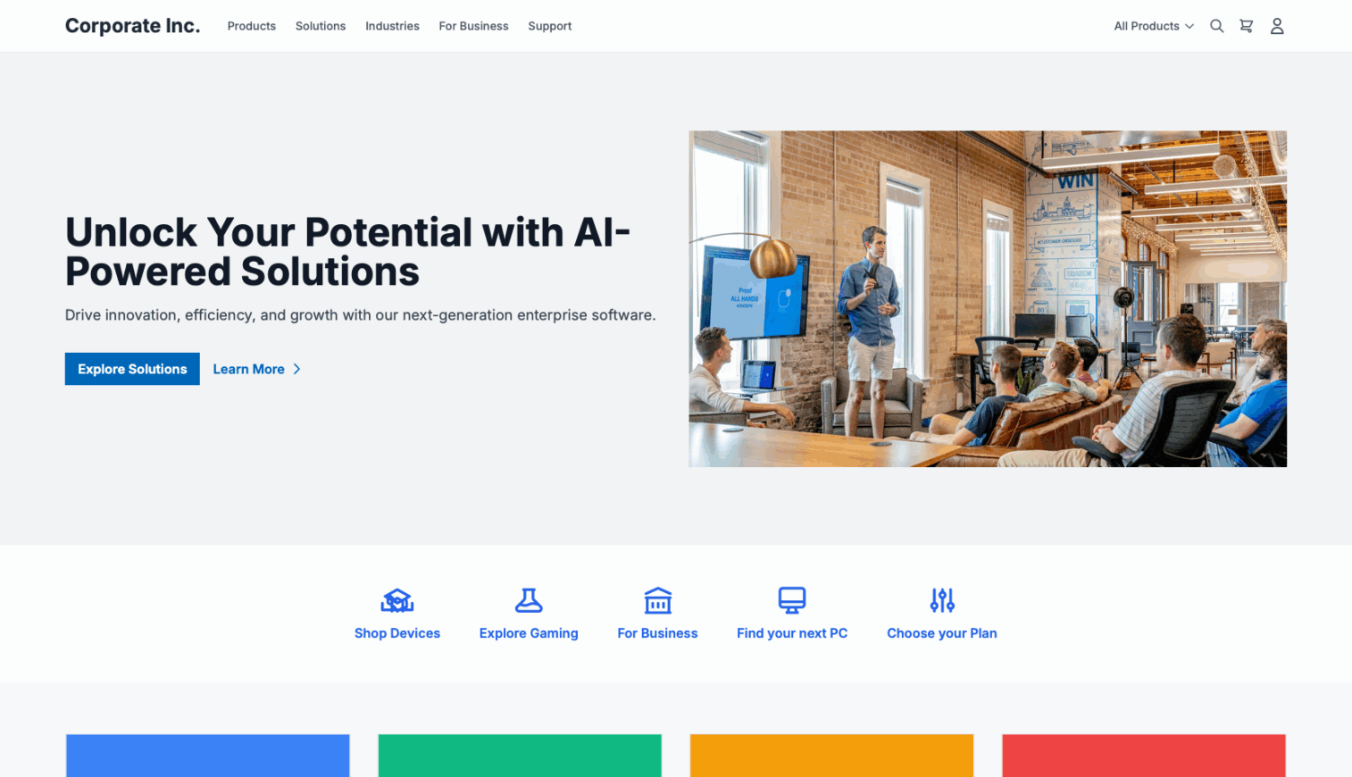 Example of a professional and corporate website design