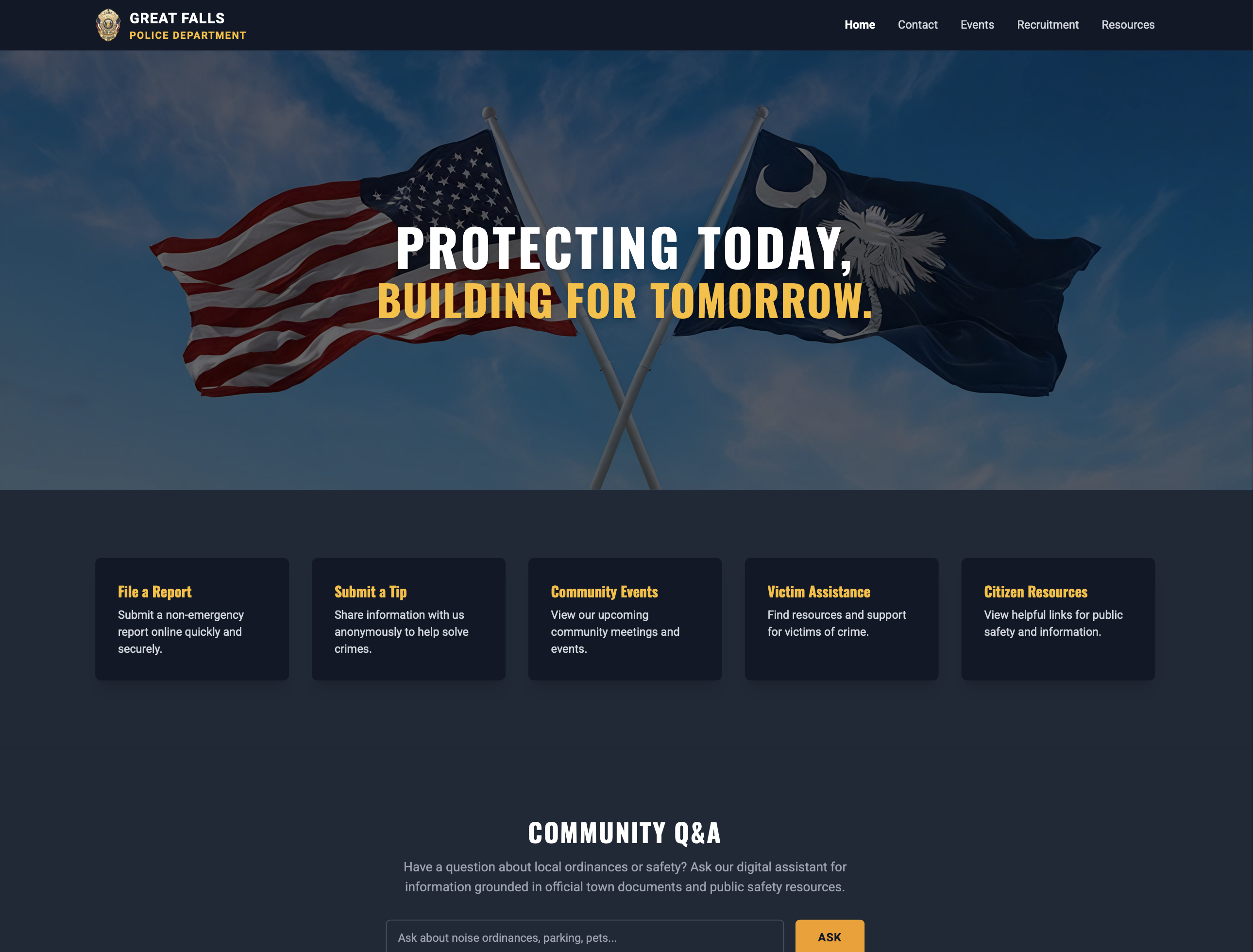 Example of an authoritative and community-focused website design