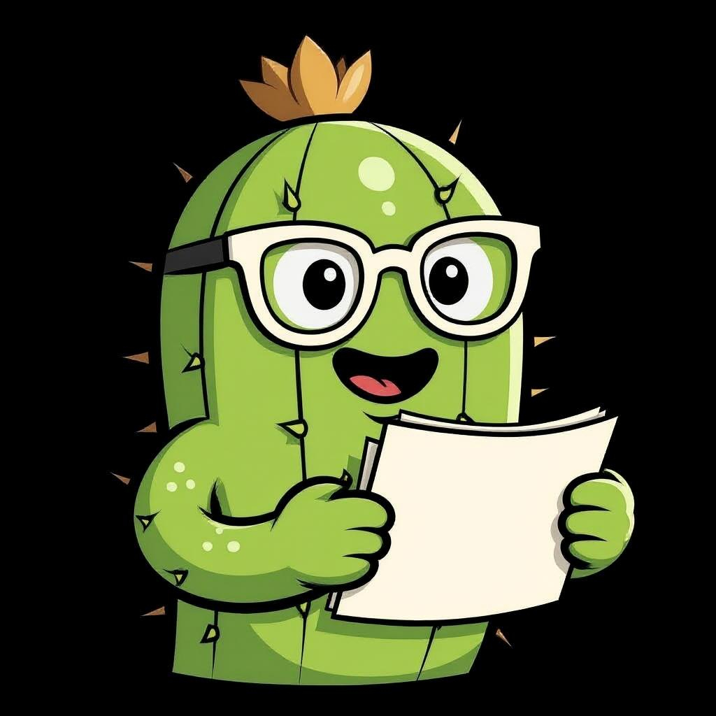 Zippy Cactus mascot with glasses designing a website